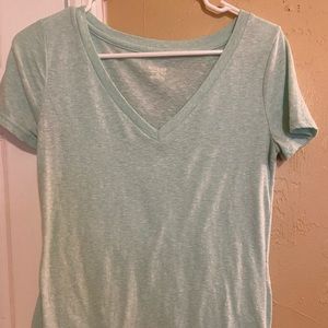 V Neck T Heathered Light Turquoise